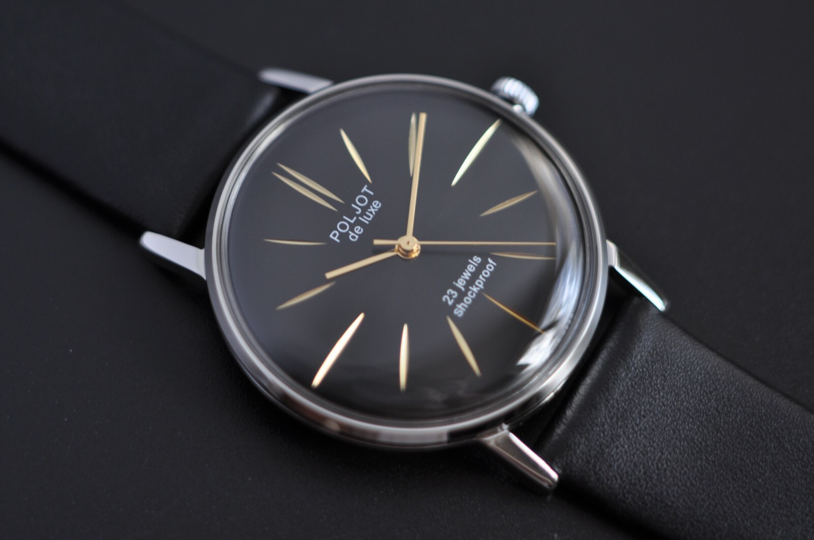 NOS! Poljot De LUXE Extra SLIM Watch Men’s Vintage USSR Case St.Steel R.