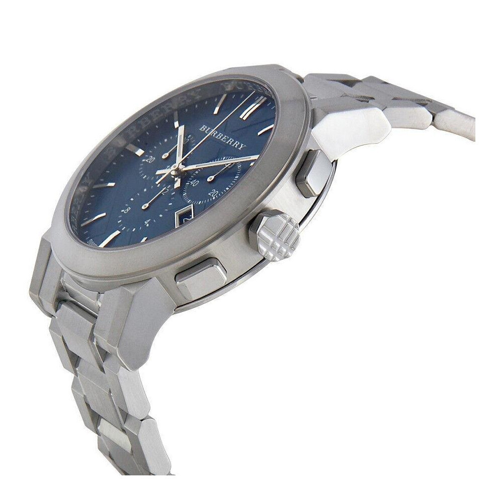 NEW GENUINE MEN’S BURBERRY BU9363 THE CITY BLUE SILVER WATCH – 2 Y.WARRANTY