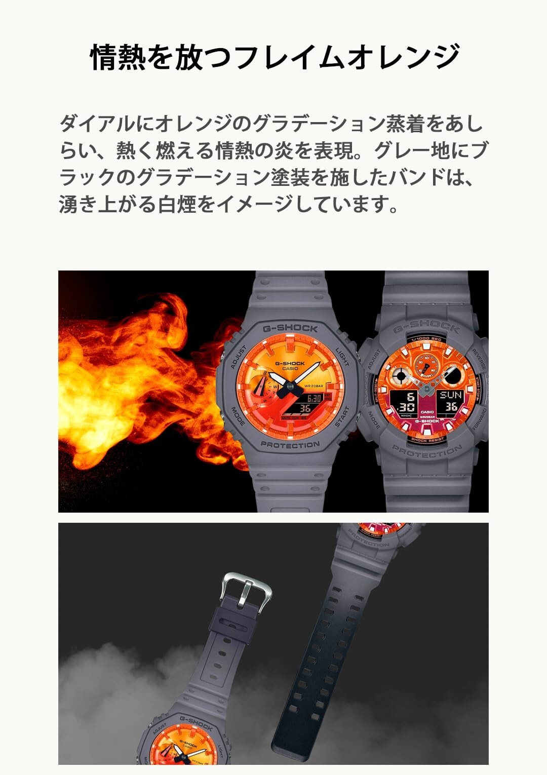 CASIO G-SHOCK Flame inside series GA-2100FL-8AJF For men gray orange