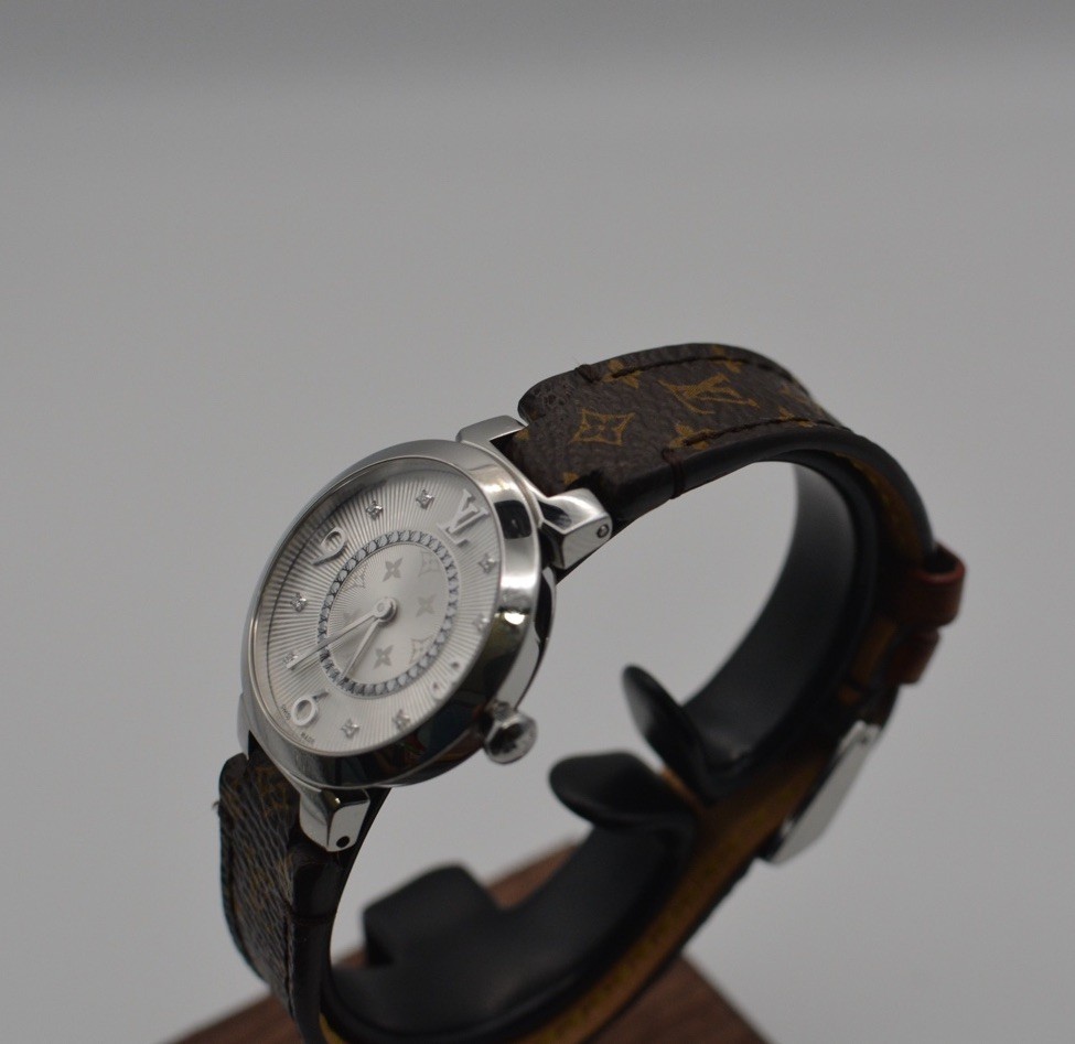 Louis Vuitton Tambour 28mm Monogram Dial Stainless Steel Ladies Watch Q12MG