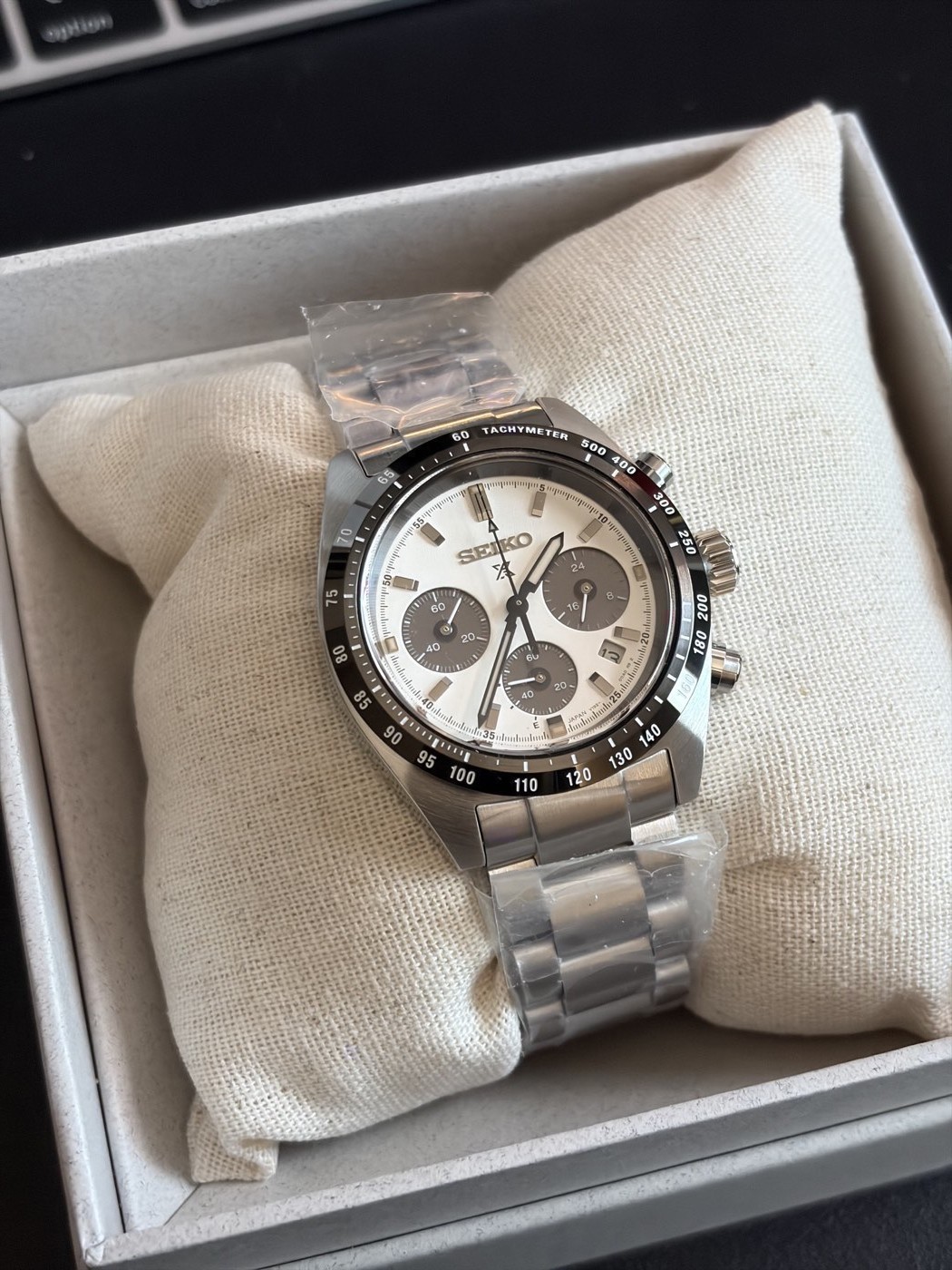 New Seiko Prospex Speedtimer Silver Dial Stainless Steel Bracelet Watch SSC911