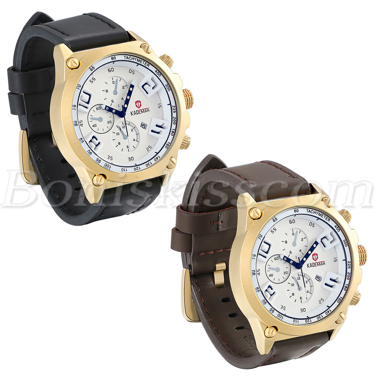 Men’s Retro Arabic Numberals Leather Strap Sport Quartz Date Analog Wrist Watch