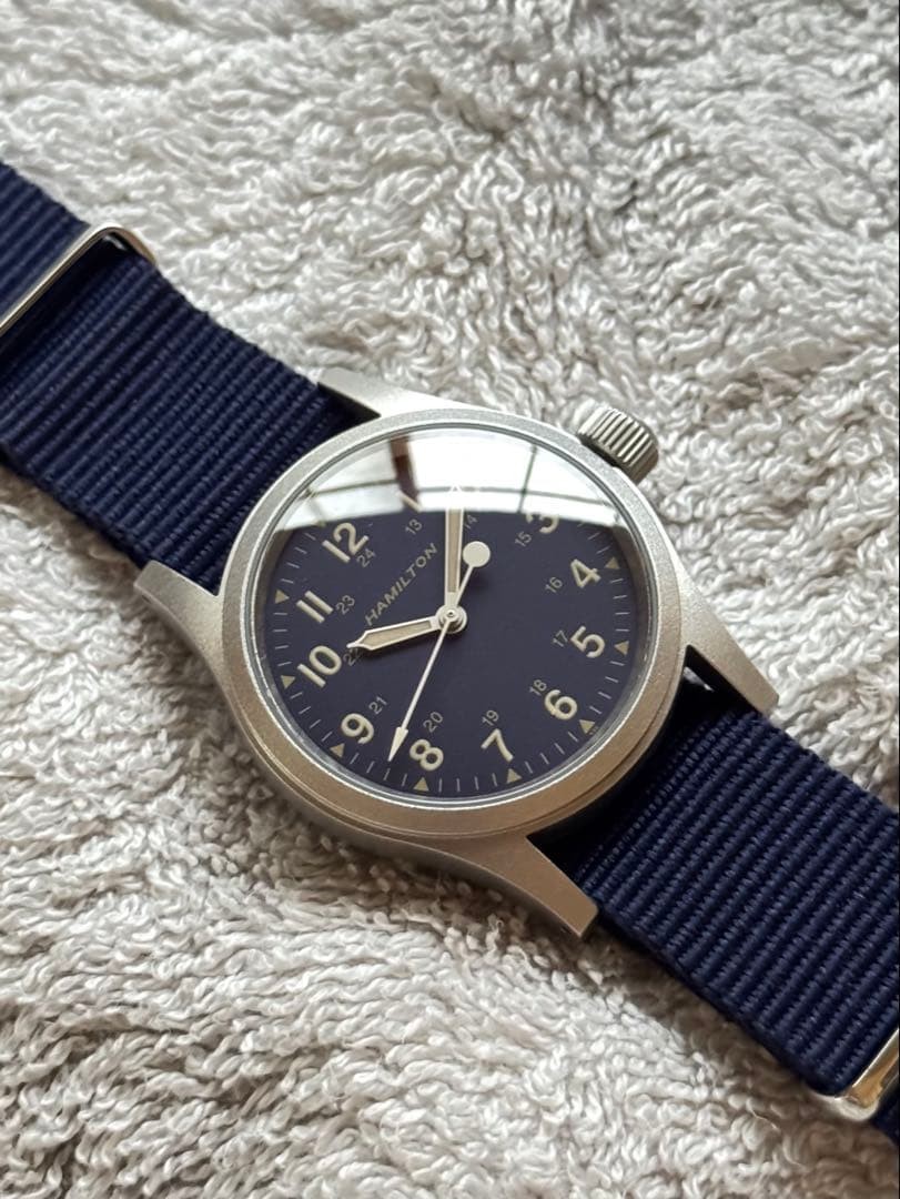Hamilton Khaki Blue Manual Mechanical 33mm Watch SHIPS Limited Japan 072694