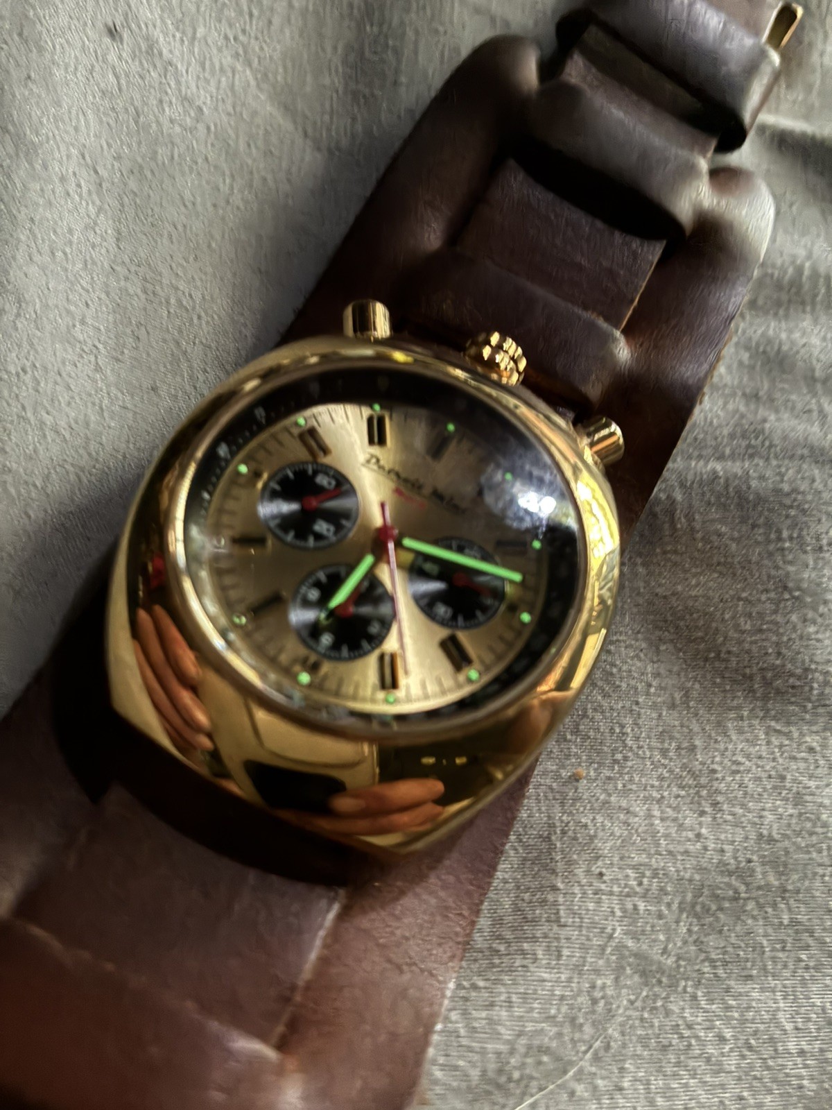 Detroit Mint Mach Bullhead Chronograph Brushed Gold cliff booth