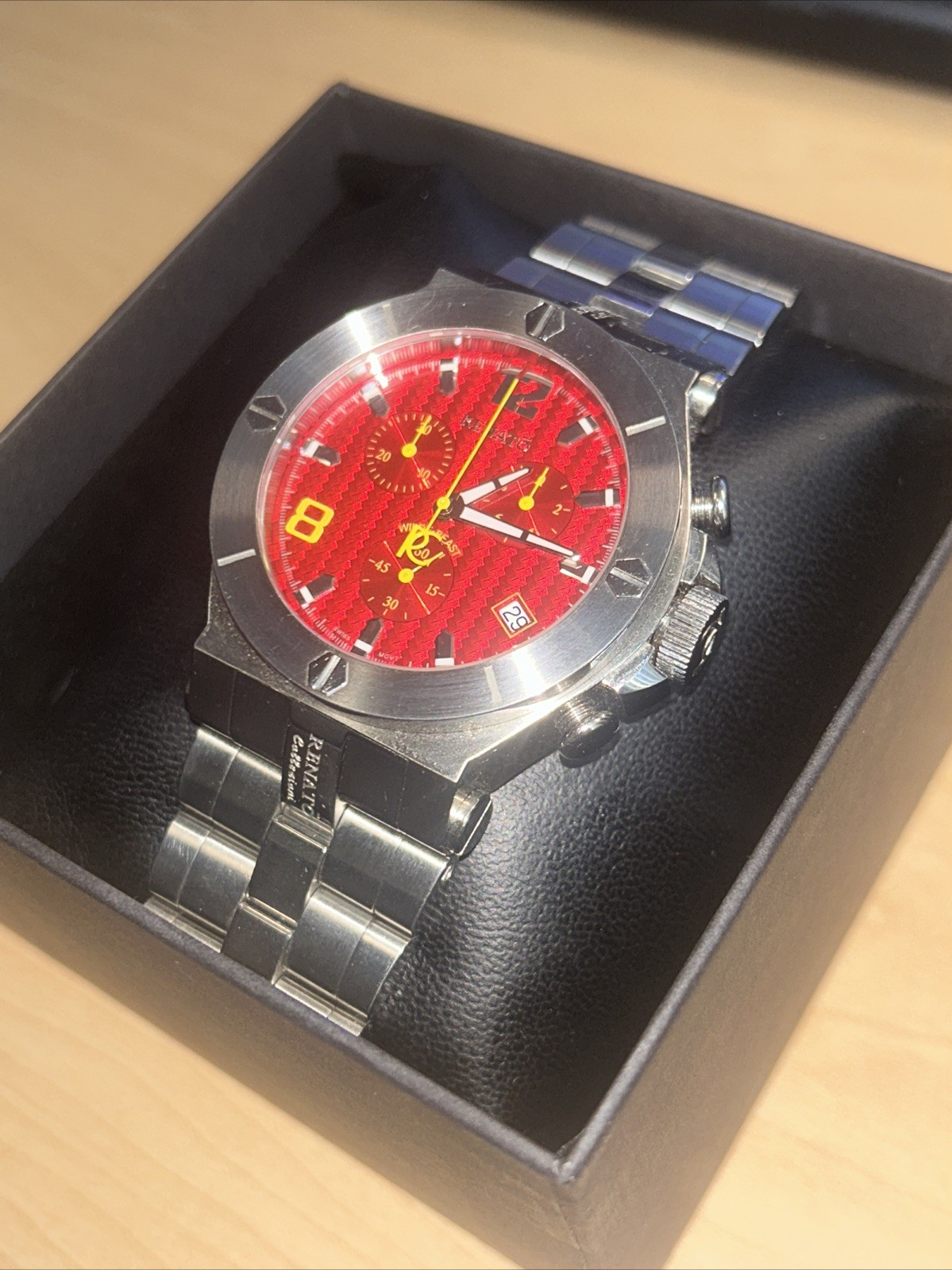 Renato Wilde Beast Men’s Watch Stainless Steel, Swiss Components, Red Face