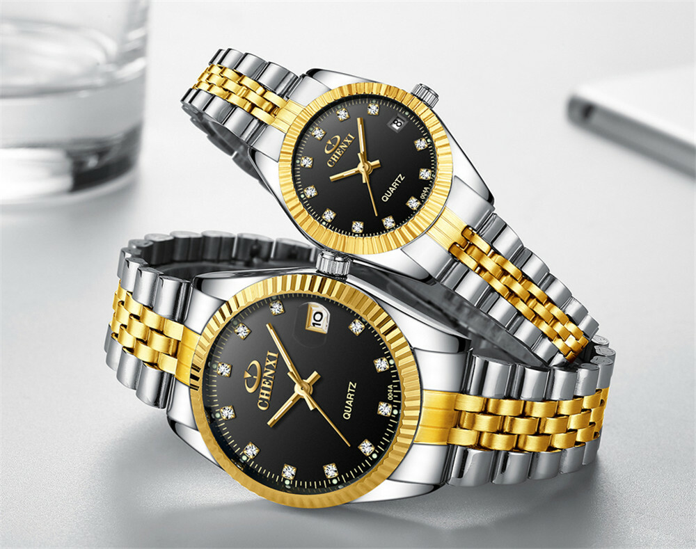 CHENXI Men Quartz Watch Casual Silver Gold Wristwatch Male Calender Watches Gift