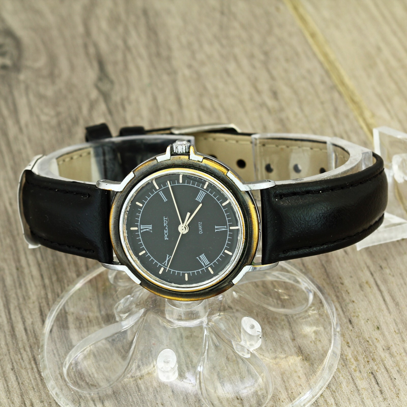 Poljot 1656 USSR Soviet quartz wristwatch export version inscriptions in English