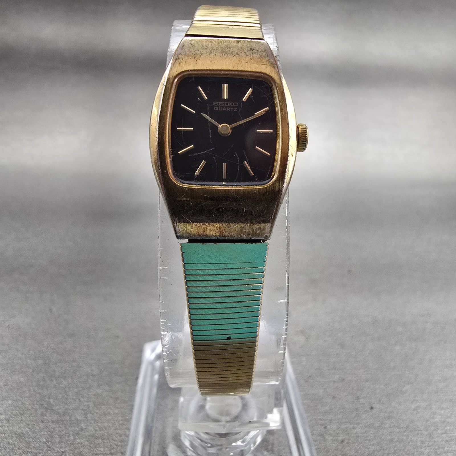 Seiko Watch Women 16mm Brown Dial Gold Tone Oval 2C20-5559 New Battery Vintage