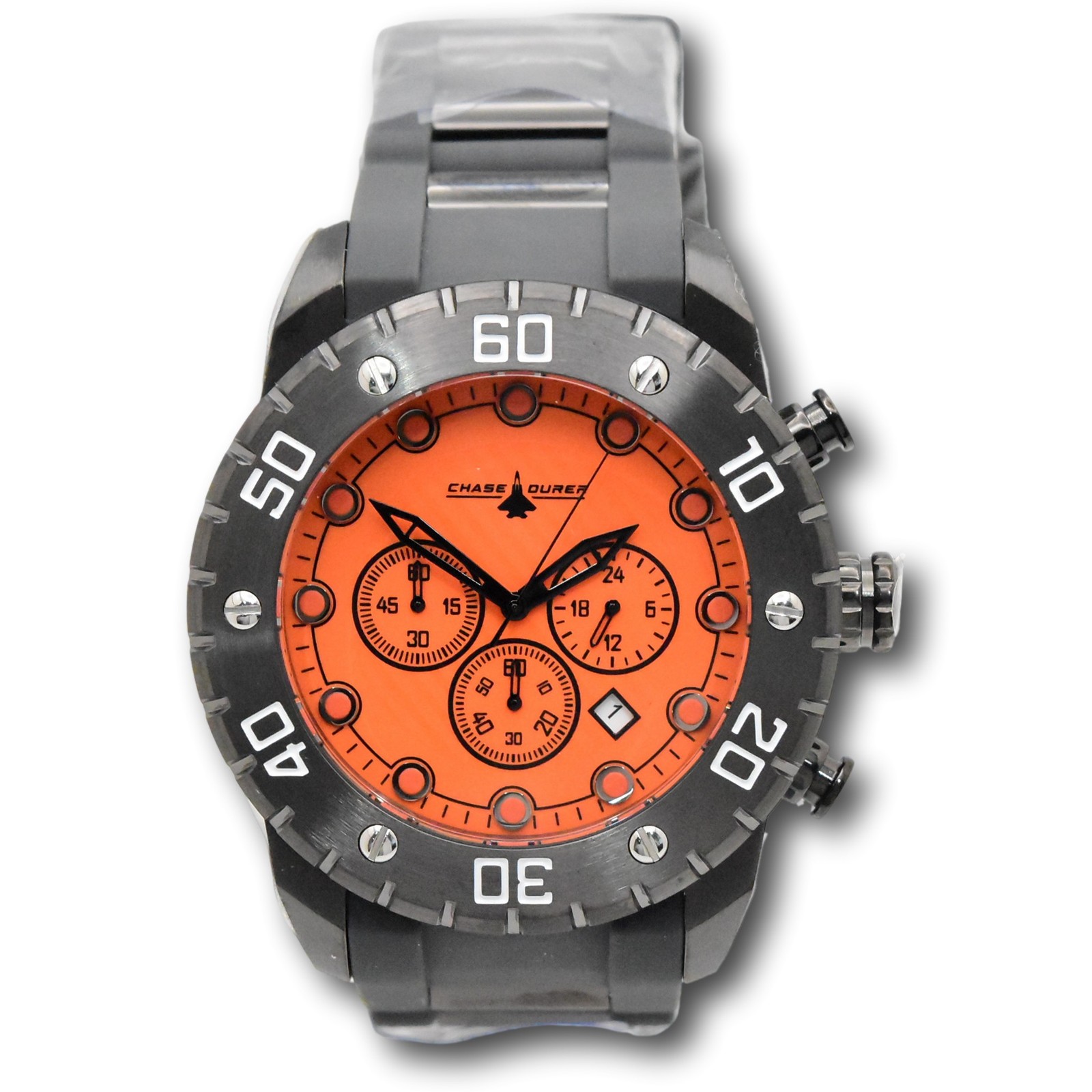 Chase Durer Men’s Orange Full Lume Dial 50mm Gray Chronograph Watch CDW-0119