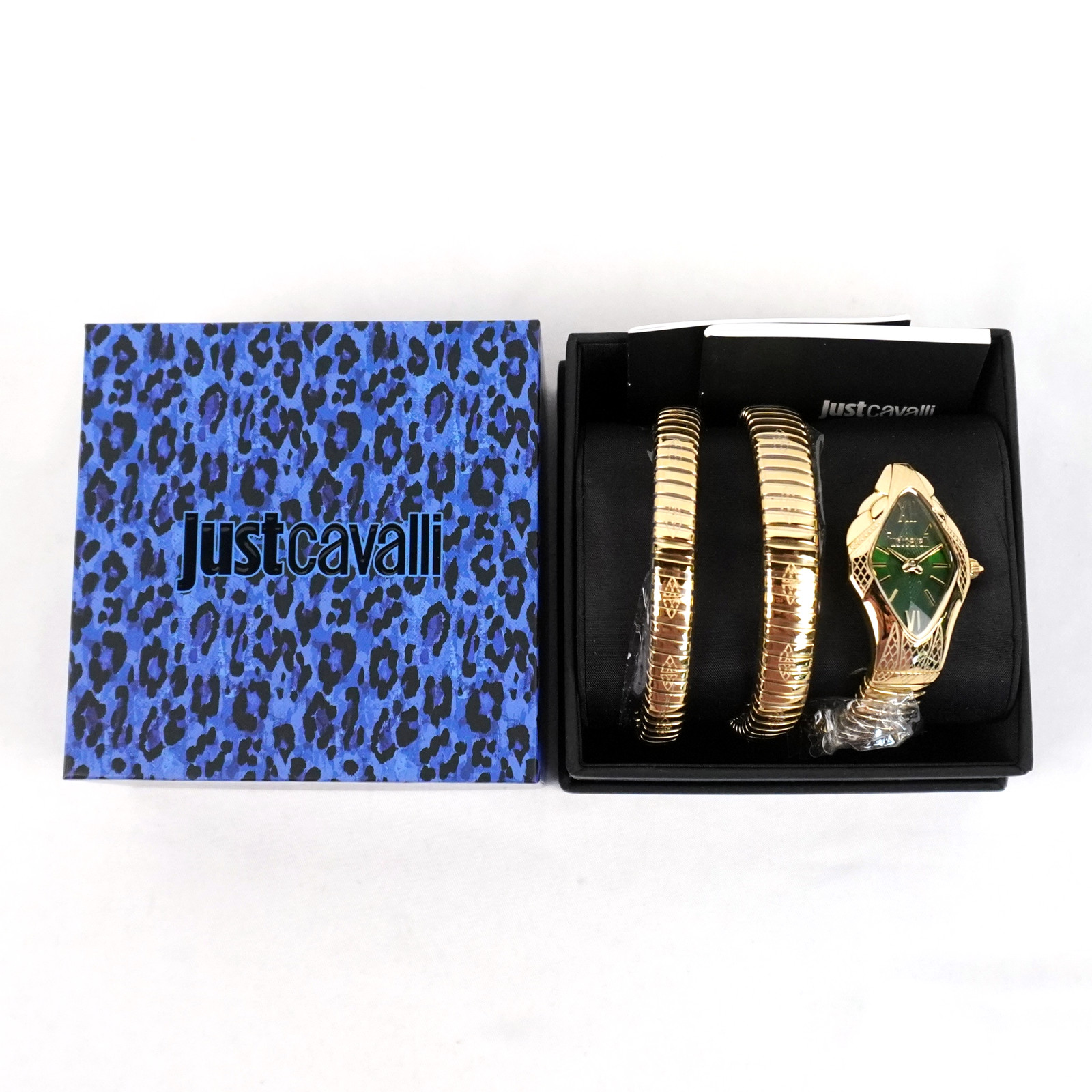 Just Cavalli Signature Snake Cristallo Gold Women’s Watch Green Dial (JC1L307)
