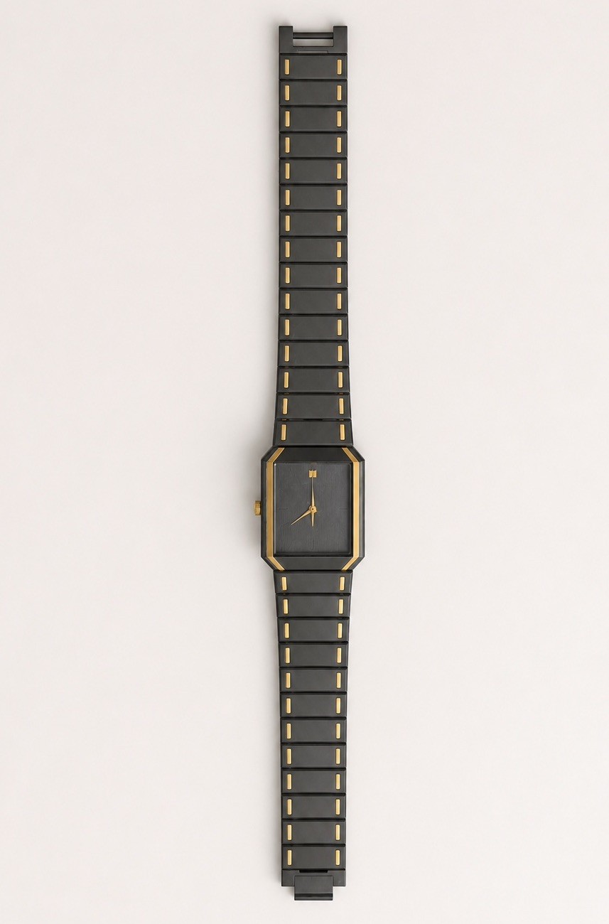 Seiko Two Tone Gray Gold Tank Watch 26mm Dial 7430-5470 SS Metal Quartz Mens