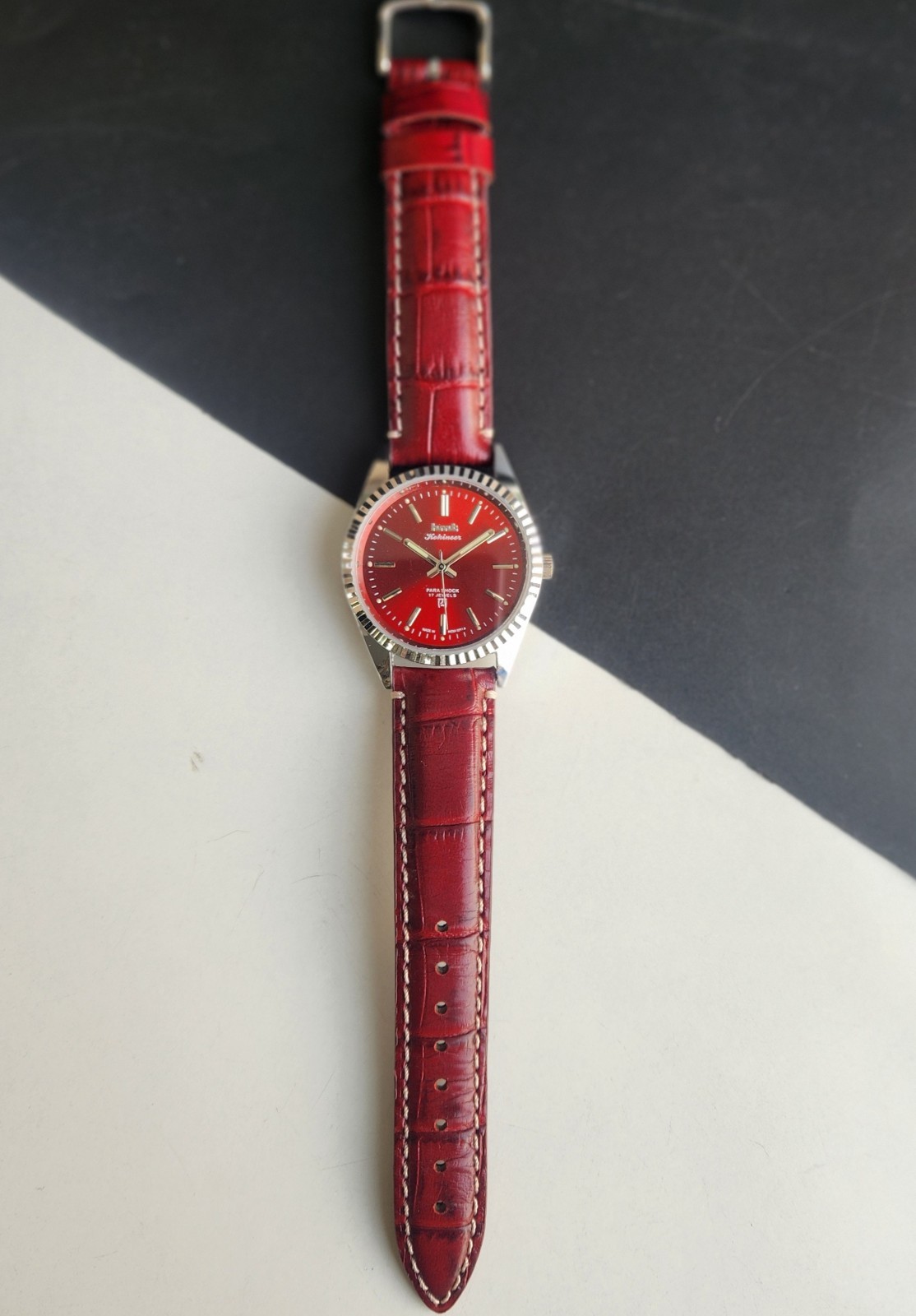 Vintage HMT Kohinoor Fluted Bezel Mechanical Hand Winding Wrist Watch A01