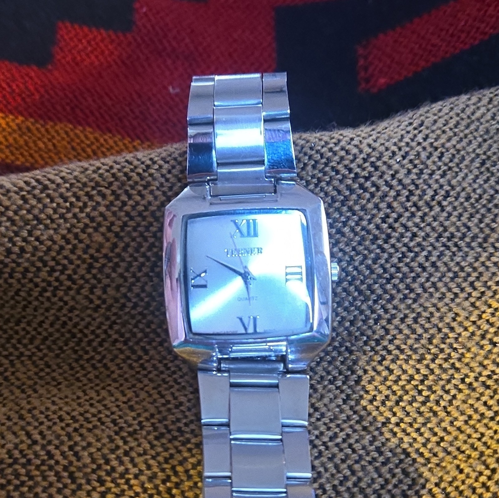 Terner Quartz Analog Watch Square Case Roman Dial SS Bracelet