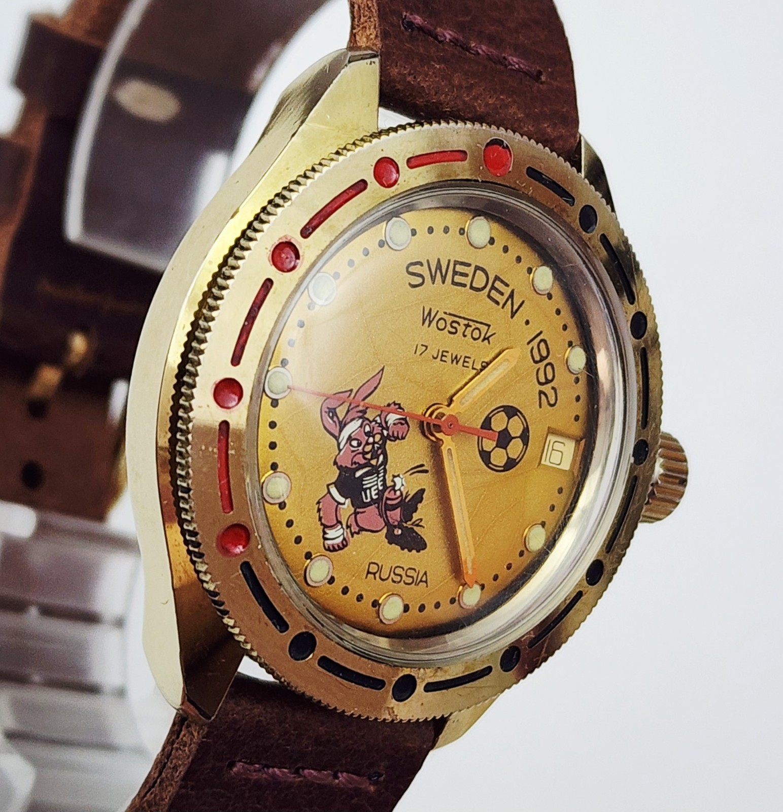Men’s RUSSIAN Vintage 90’s Watch VOSTOK “Soccer EURO 1992 Sweden”. Manual Wind