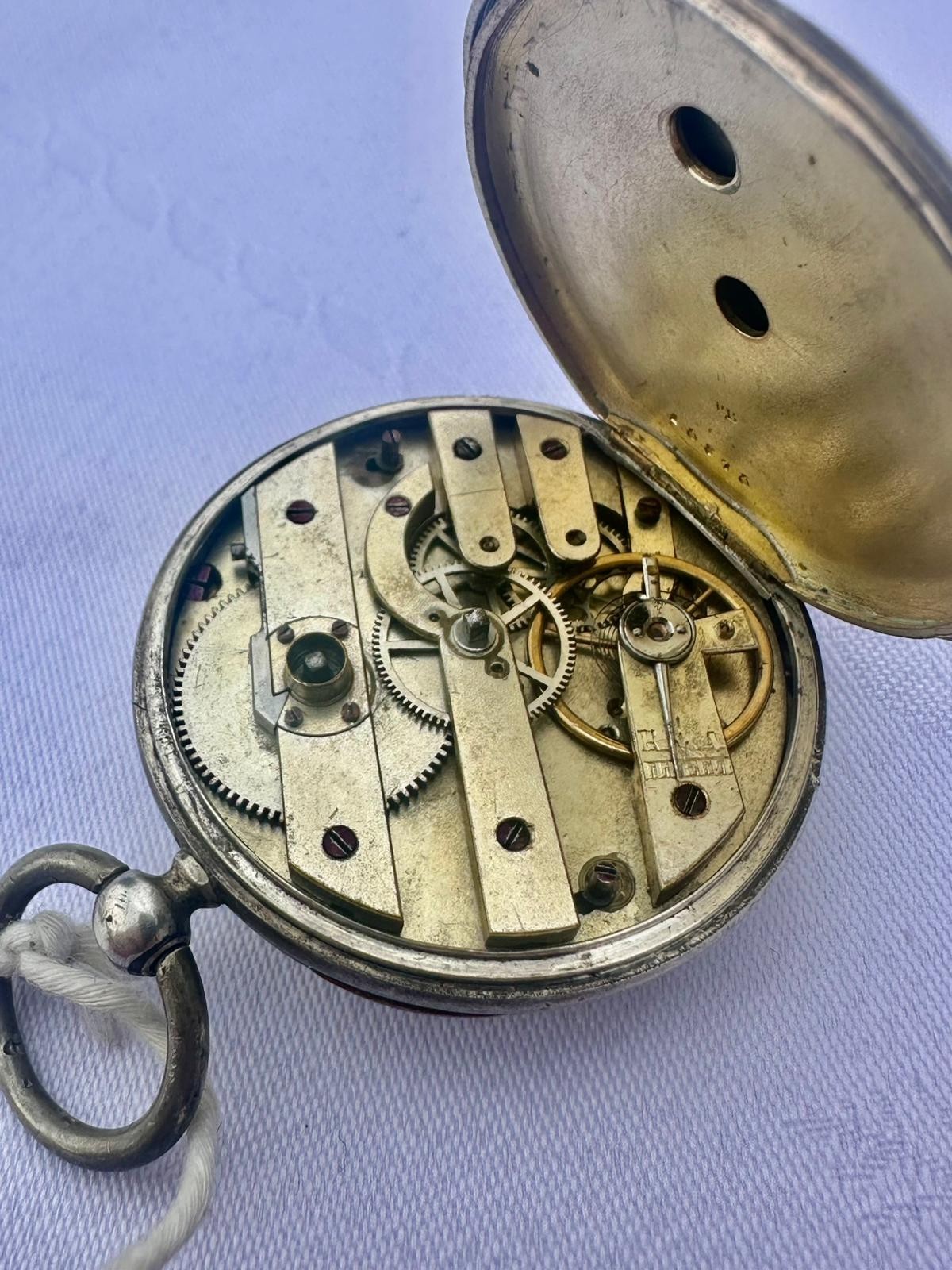 Antique Swiss Key Wind Pocket Watch 6 Jewels Cylinder Escapement with Key c.1880