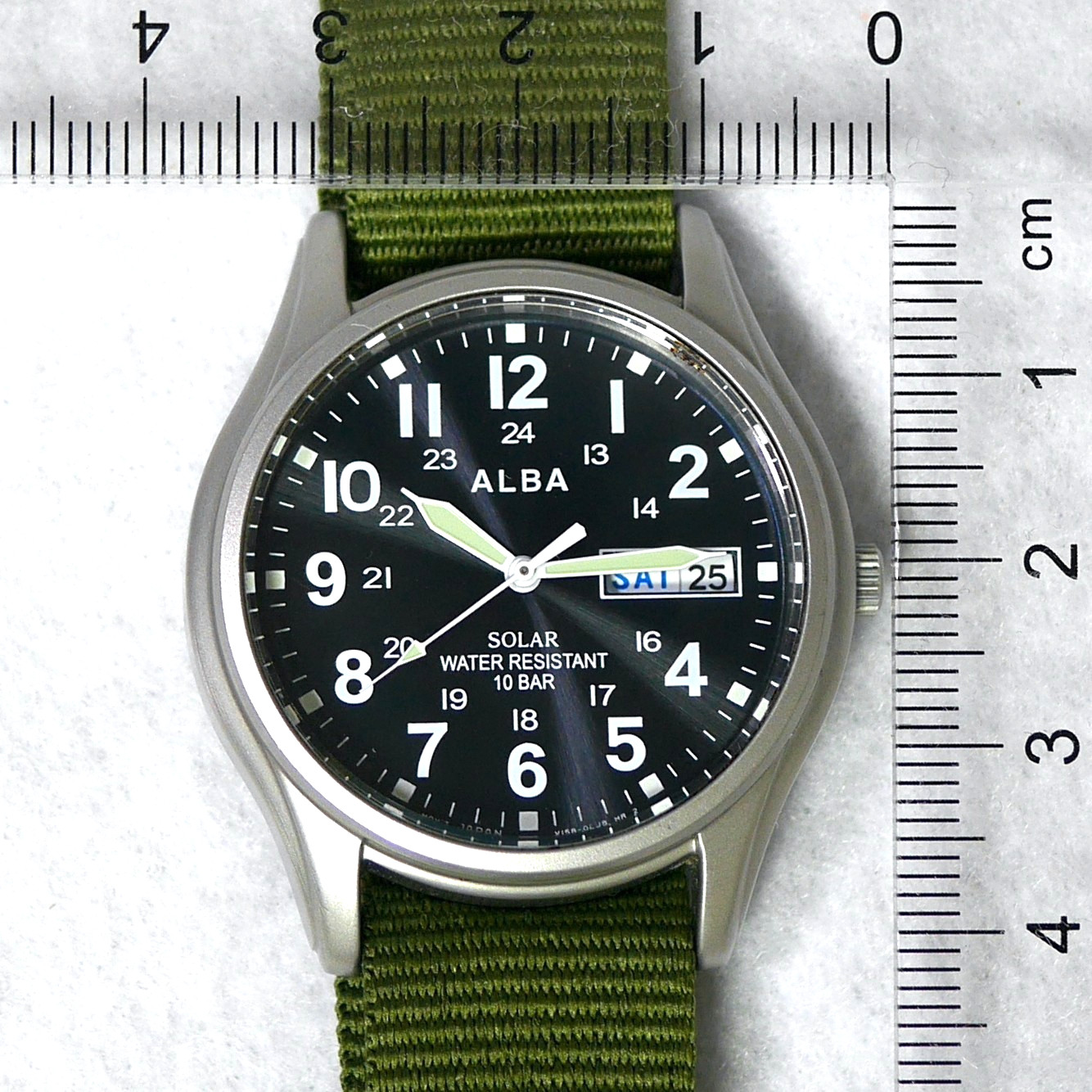 SEIKO ALBA V158-0AX0 Military Solar Powered DayDate Men’s Field Watch 2017 Japan