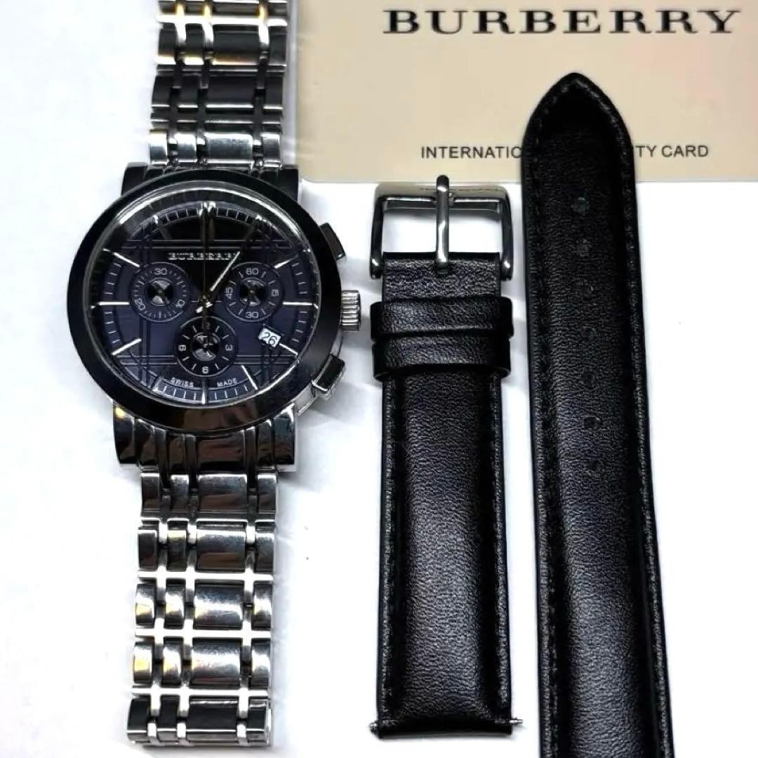 Burberry BU1360 Chronograph Silver Mens Watch Quartz Japan 072750