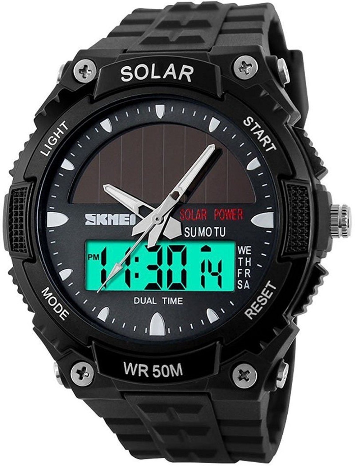 FANMIS Men’s Solar Powered Quartz Wrist Watch Analog Digital Sports