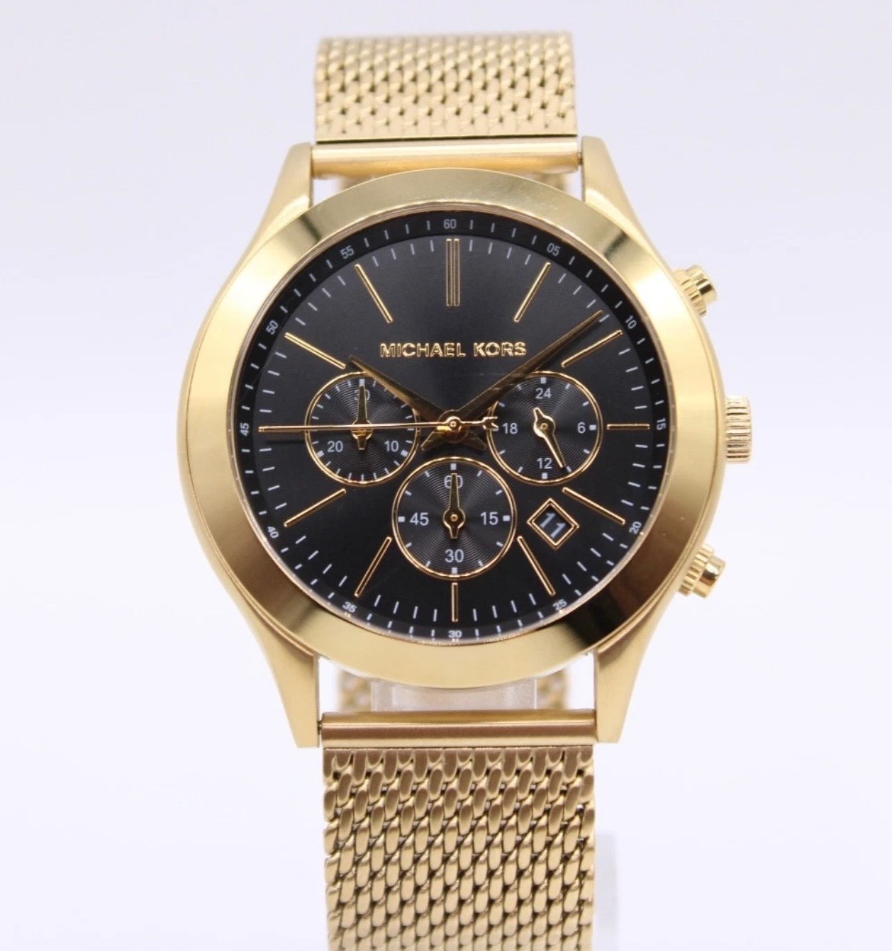 MICHAEL KORS 44MM MK9057 Slim Runway Black Dial Gold-Tone Men’s Watch