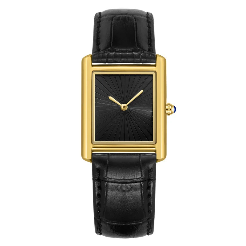 Classic Tank Square Quartz Watch Leather Strap Waterproof Classic Dress Watch