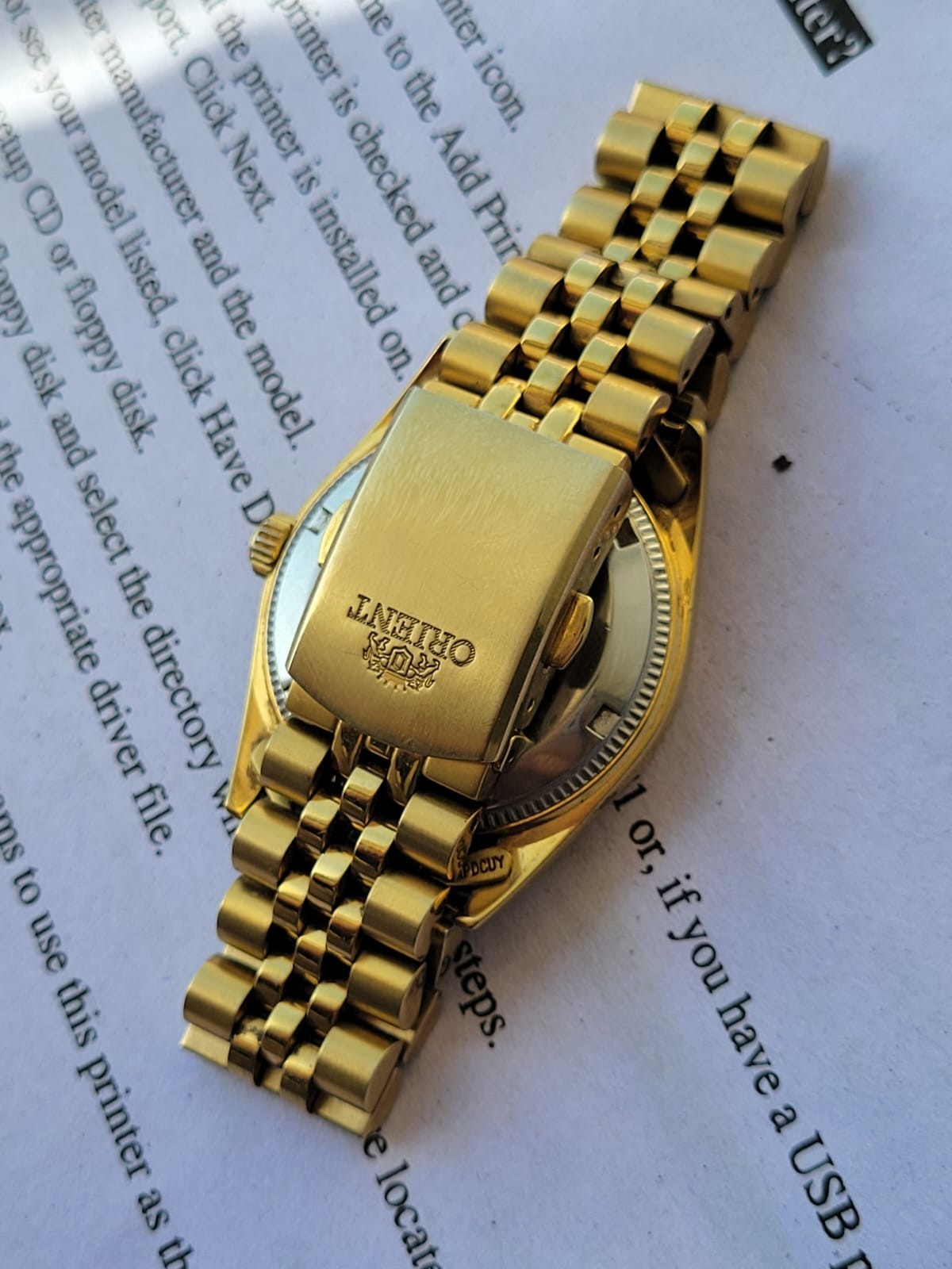Orient President Gold Plated Fluted Bezel EV0J-A0-B Automatic Vintage Watch