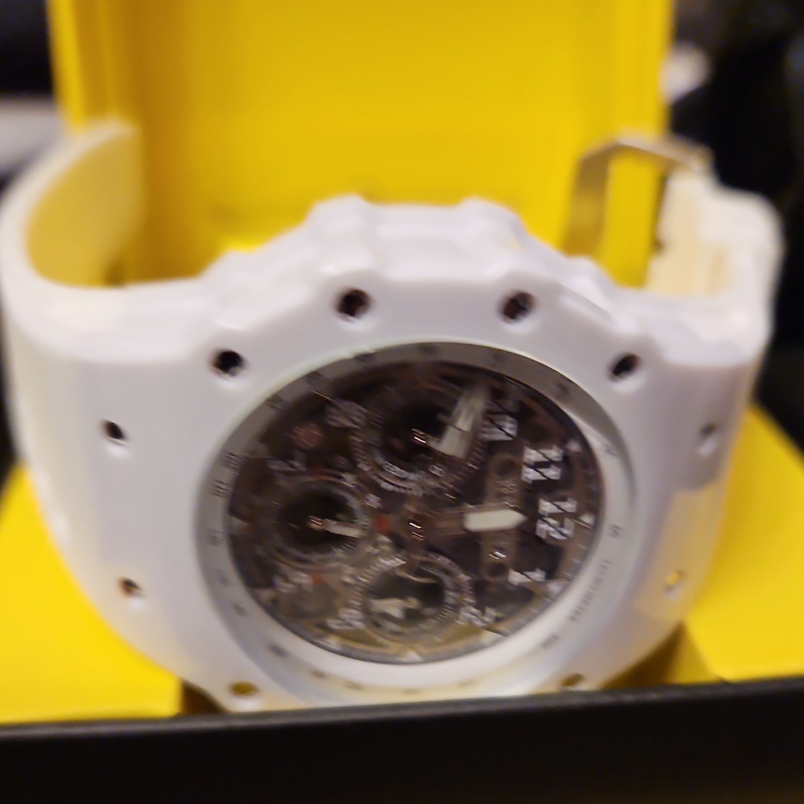 Invicta Bolt Quartz Chronograph Skeleton Dial White Silicone Strap Watch Box