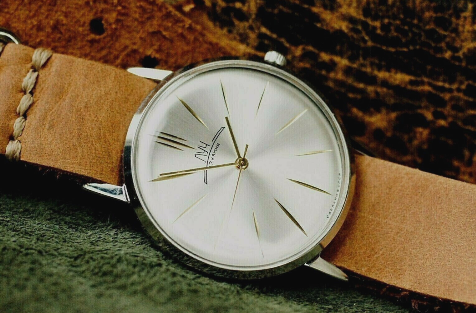 LUCH Ultra SLIM Watch Mechanical (POLJOT De Luxe) Men’s Leather Strap