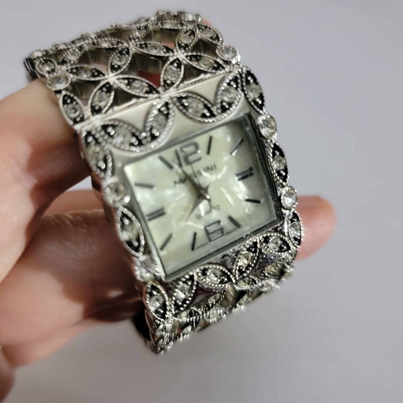 Massini Womens Watch Silver Case White Mother-of-Pearl Dial Bracelet Quartz