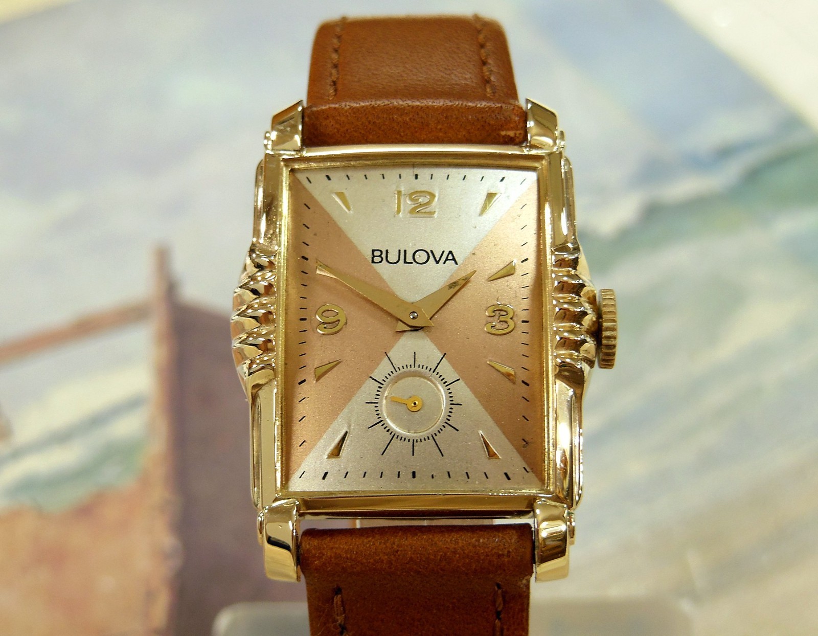 1953 Vintage BULOVA PRESIDENT, Stunning SALMON/SILVER Dial, Serviced & Warranty