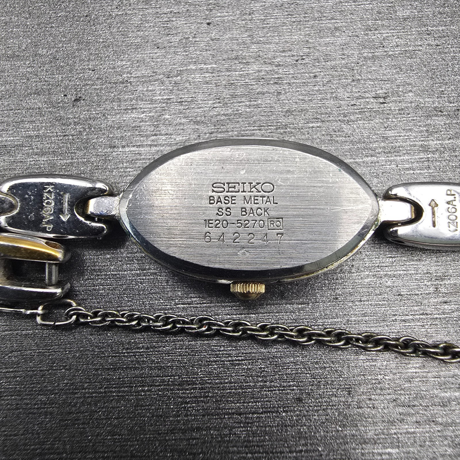 Seiko Watch Women 13mm Silver Dial Two Tone Oval 1E20-5270 New Battery Vintage