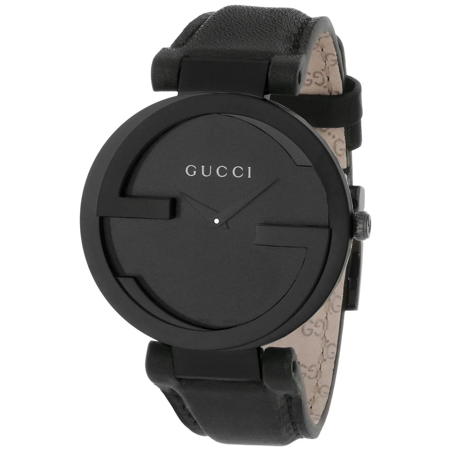 Gucci Women’s YA133302 Interlocking G Black Leather Watch
