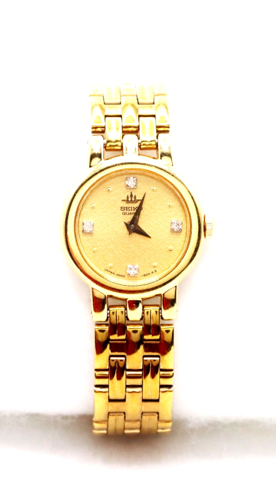 Seiko Girls Diamond Gold Tone Strap Bracelet Watch 6″ ~ Pre-owned