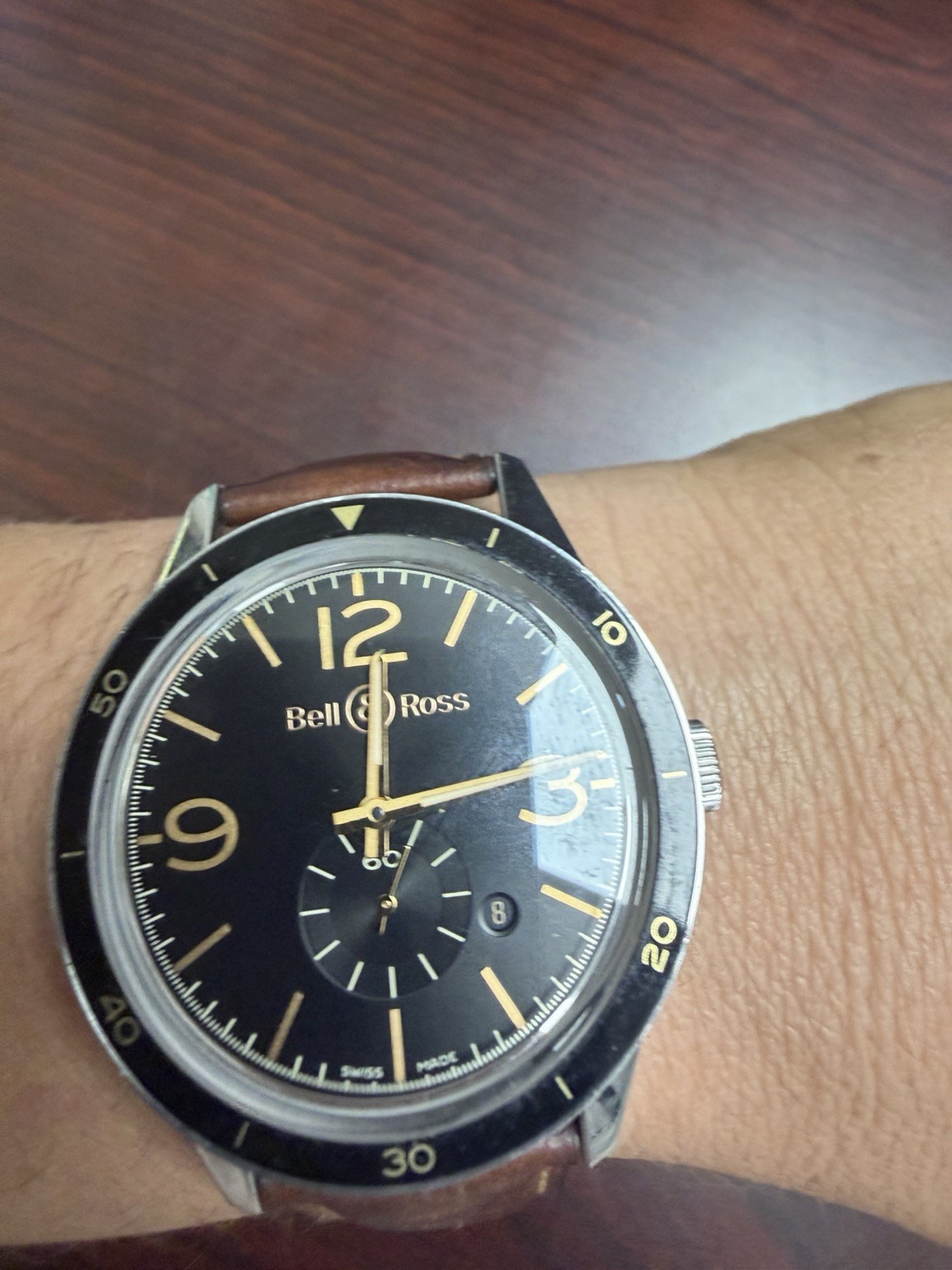 Bell & Ross BR 123 Men’s Automatic 41mm Black Dial Brown Leather 100m Date