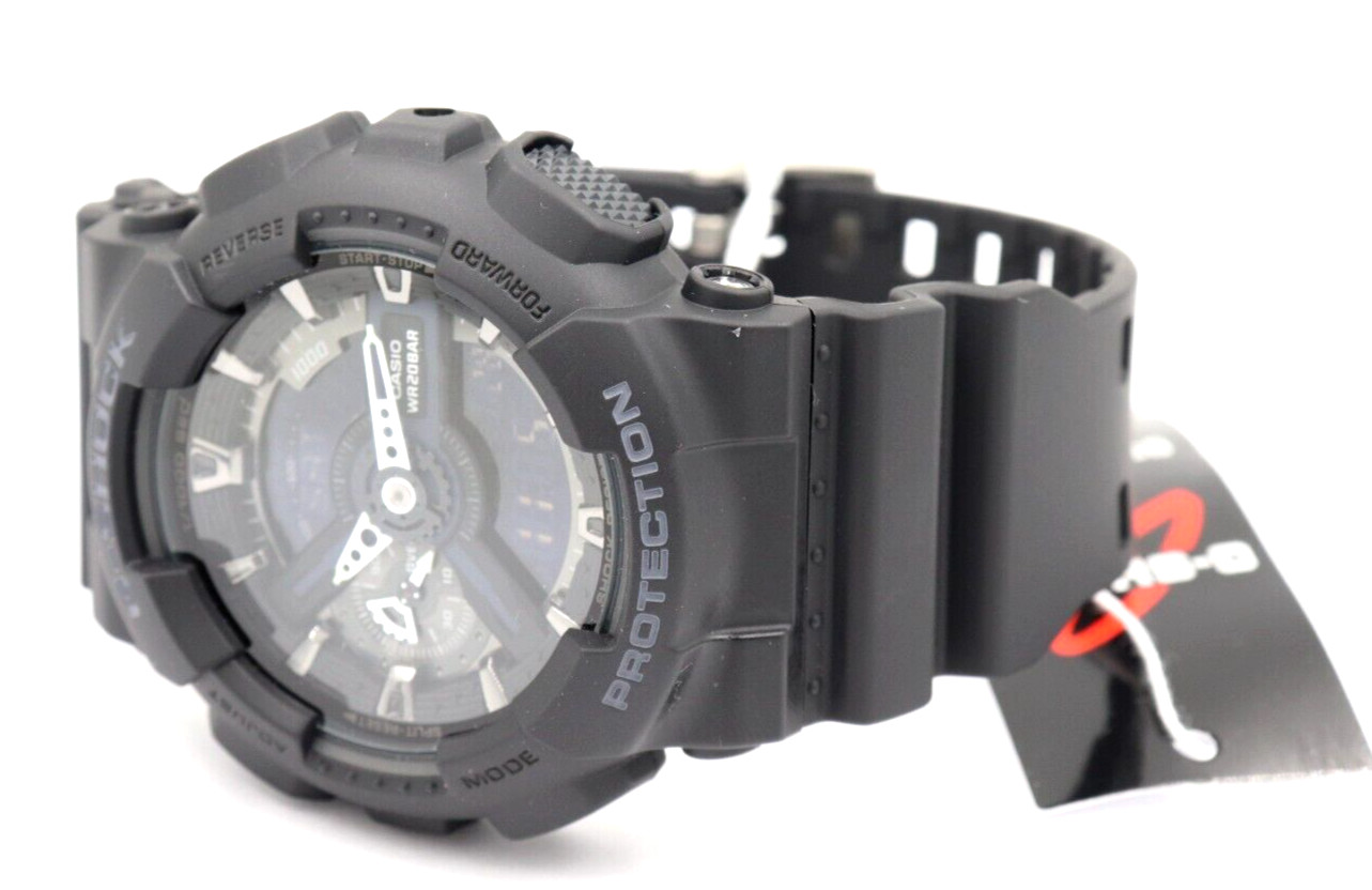 New Casio G-Shock Matte Black Chrono Digital-Analog Men Watch 50mm GA110-1B $130