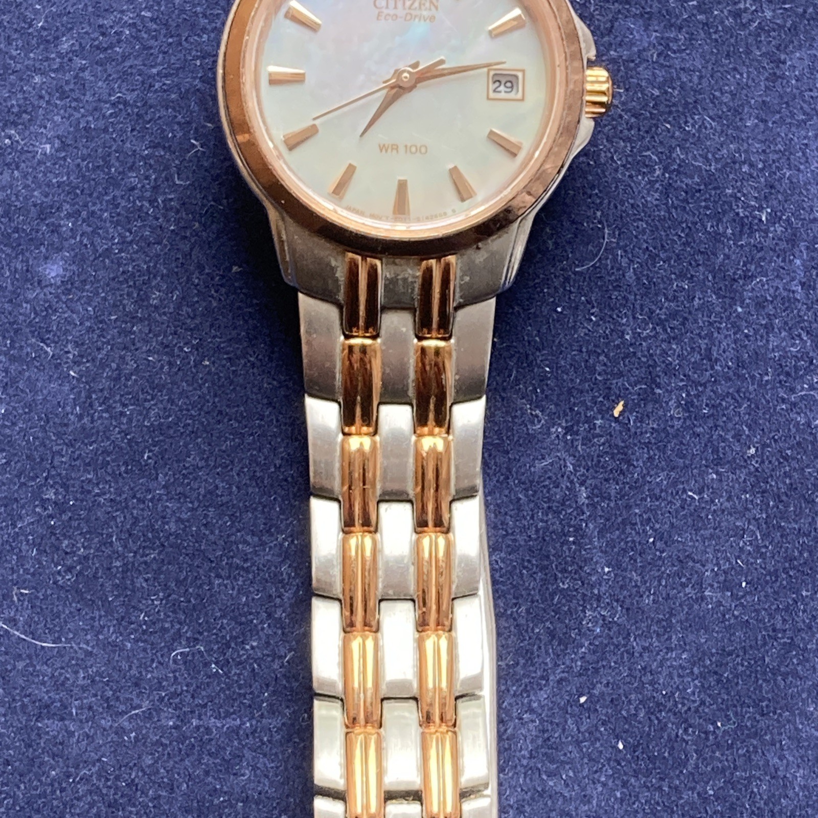 Citizen Ladies Eco Drive White Dial Date Two Tone Bracelet Watch EW1264-50A