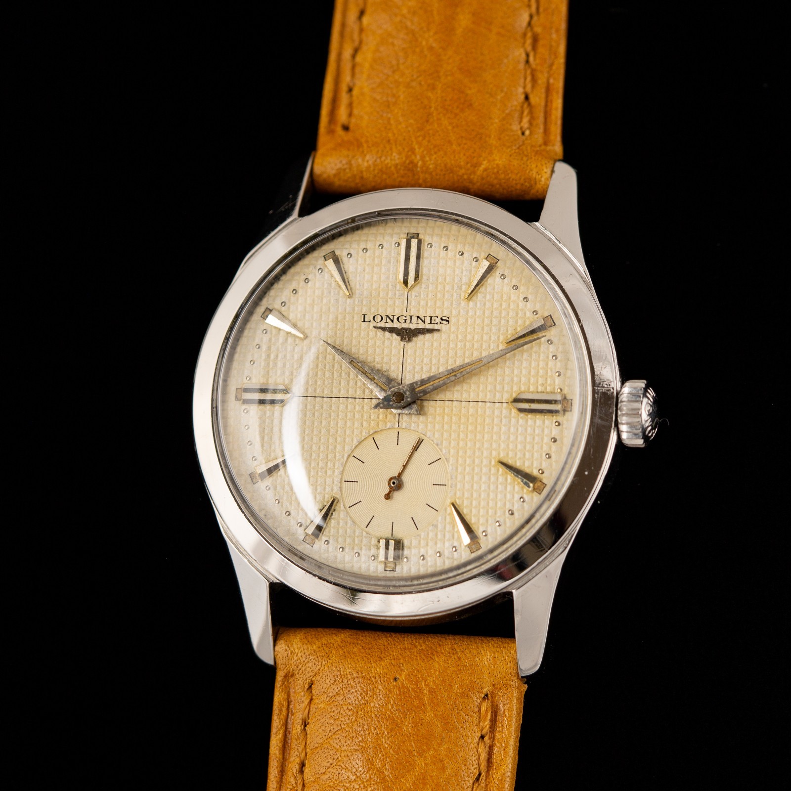 Vintage 1957 Longines Waffle Dial Cal 23Z Calatrava Watch Ref 6822-1 Serviced