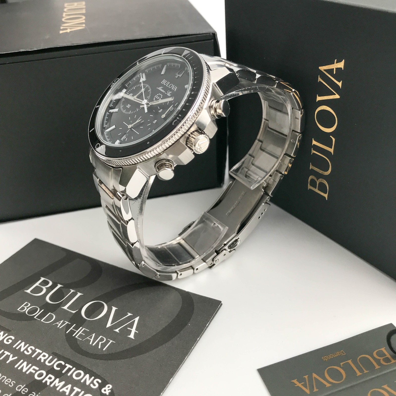 Bulova 96B272 Men’s Chronograph Marine Star Stainless Steel Bracelet Watch 45mm