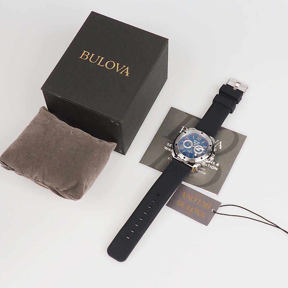 Bulova Marine Star 98B258 Blue Silicone Strap Chronograph Men’s Quartz Watch