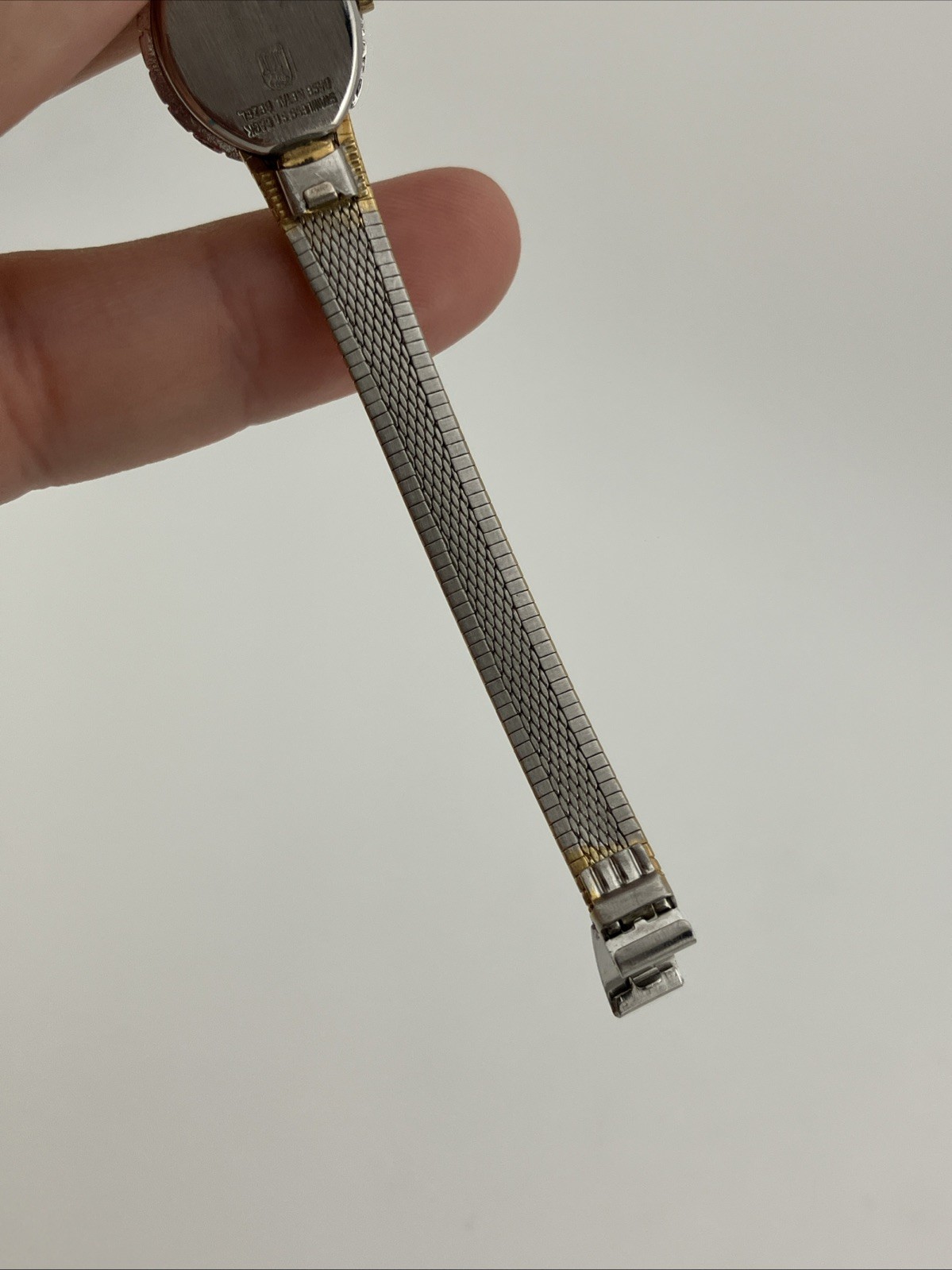 Vtg Sutton Ladies 16mm Watch Two-Tone Diamond Bezel Adjustable -RUNS
