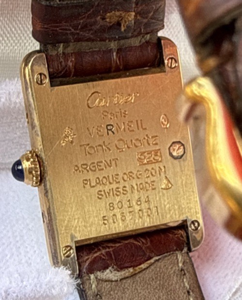 Vintage Must de Cartier Tank 5057001 Vermeil SM Quartz Womens Watch Box Inserts