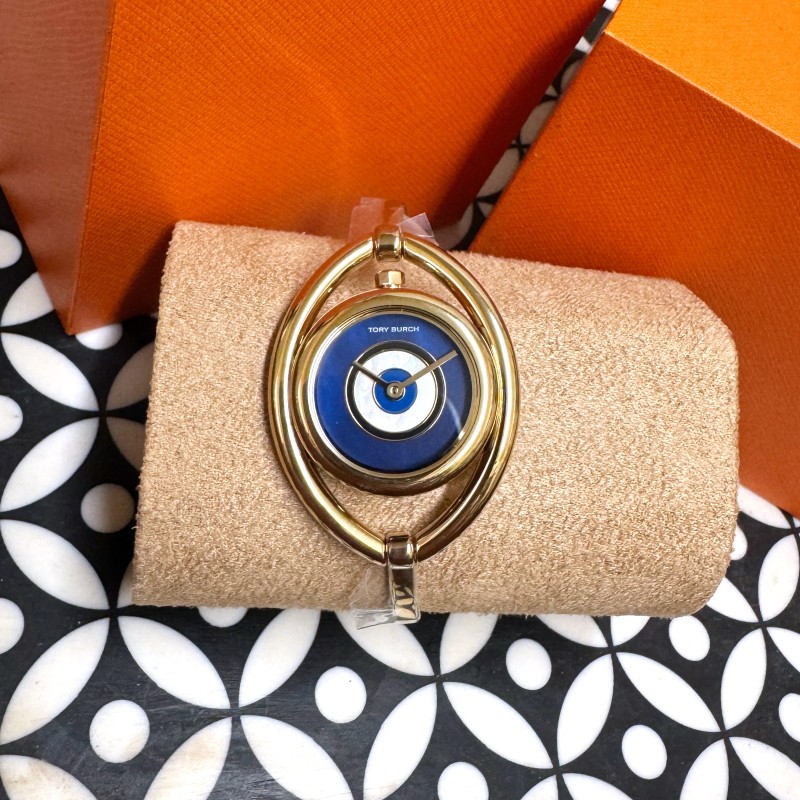 NEW Tory Burch Evil Eye Ivory and Navy Mother of Pearl Dial Watch TBW5000