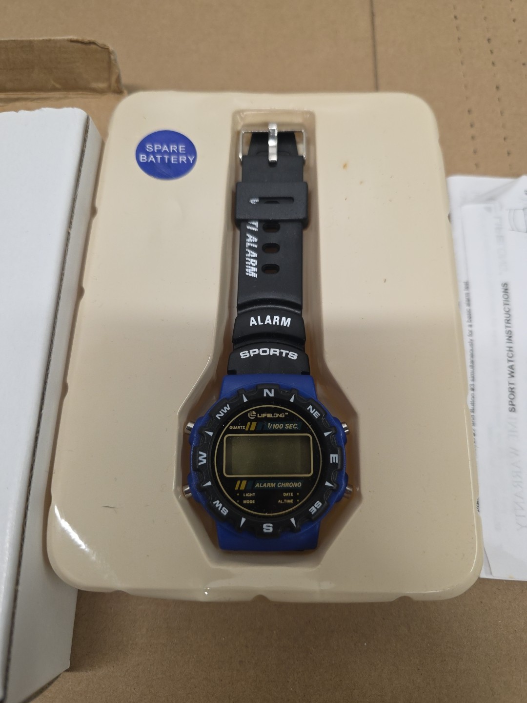 LifeLong Digital Sports Watch W/Multi-Alarm 1/100 Sec Chronograph New Old Stock
