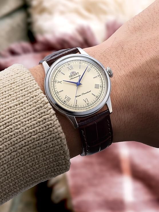 ORIENT RN-BB0003Y Bambino 38mm Ivory Roman No Date Automatic Leather Watch