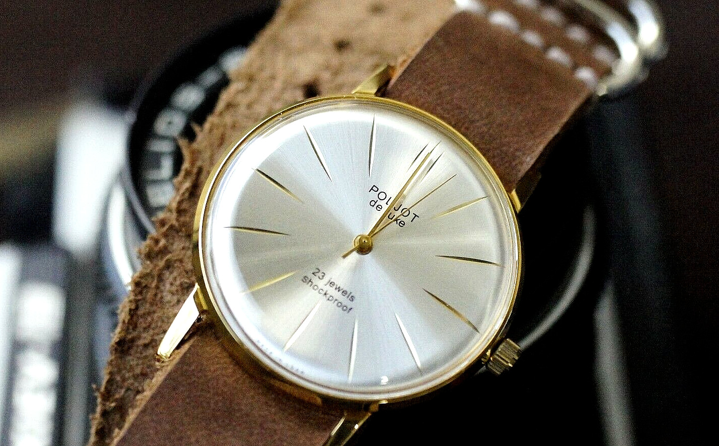 Watch POLJOT Ultra SLIM De Luxe Luxury Mechanical leather strap Men’s Vintage