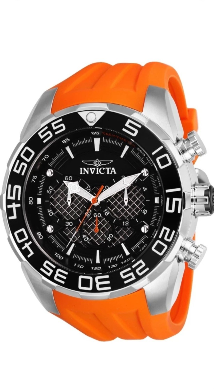 Invicta Mens Speedway Chronograph 50mm Black Dial Orange Strap Quartz Watch