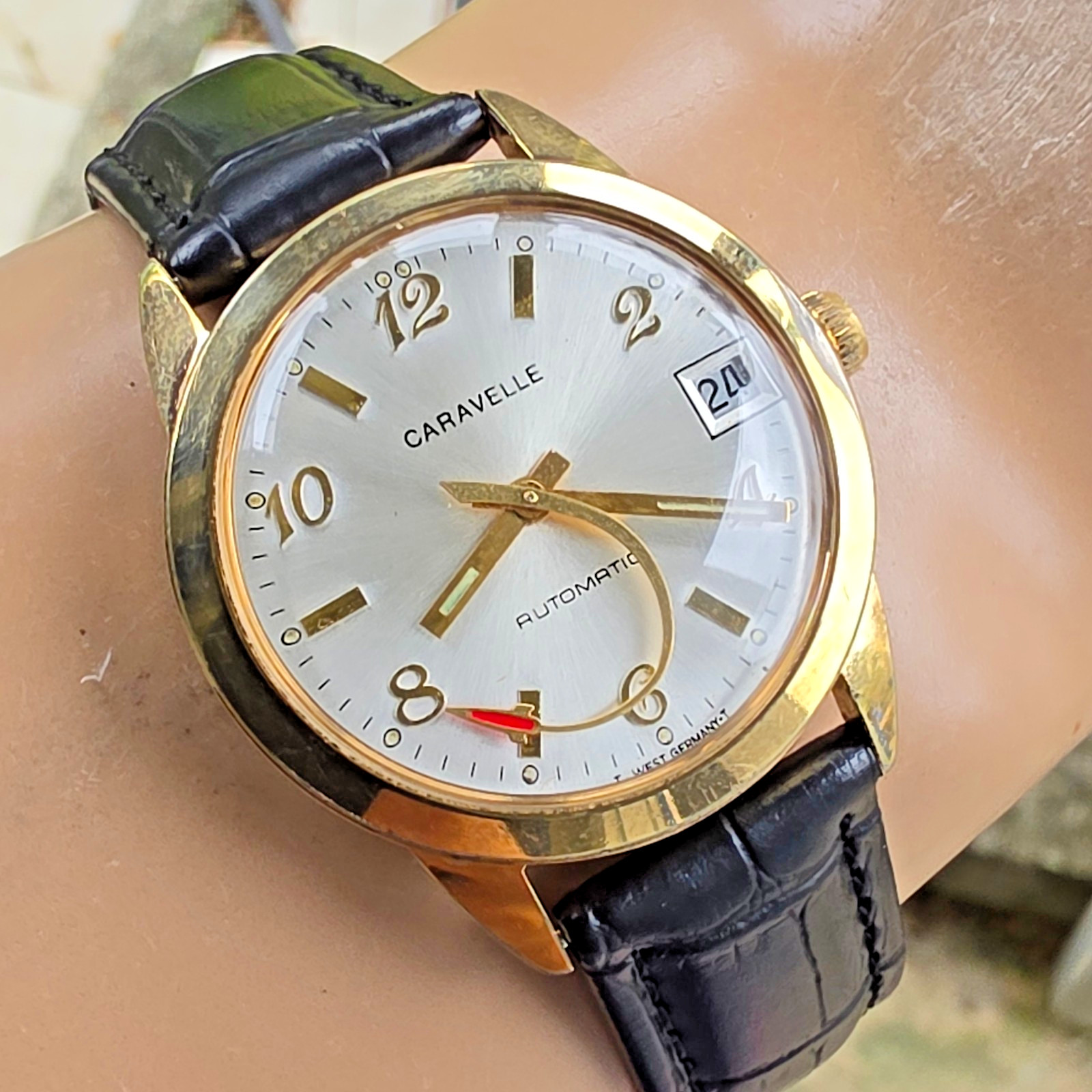 Vintage Bulova Caravelle men’s automatic watch Rocket second hand Germany 1976