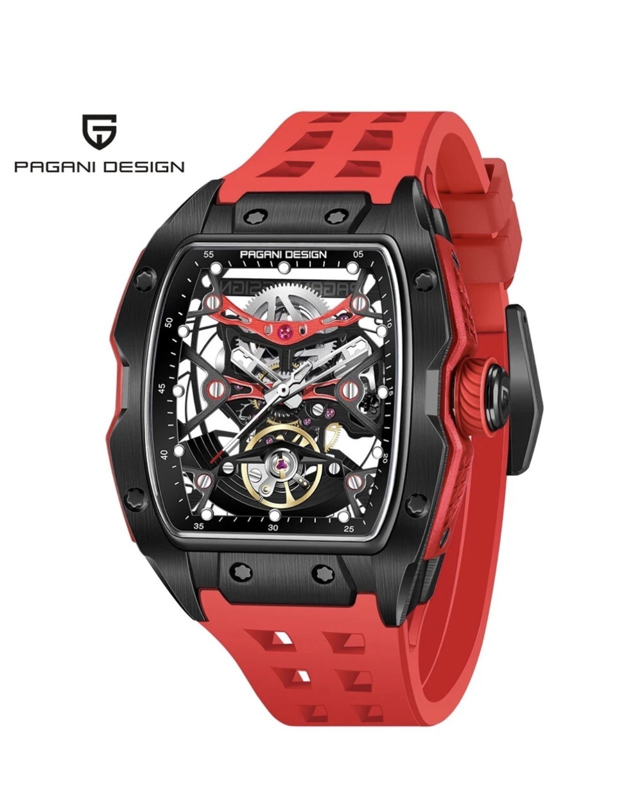 PAGANI DESIGN 42MM PD-YS018 Skeleton Dial Mechanical Watch 50M Waterproof