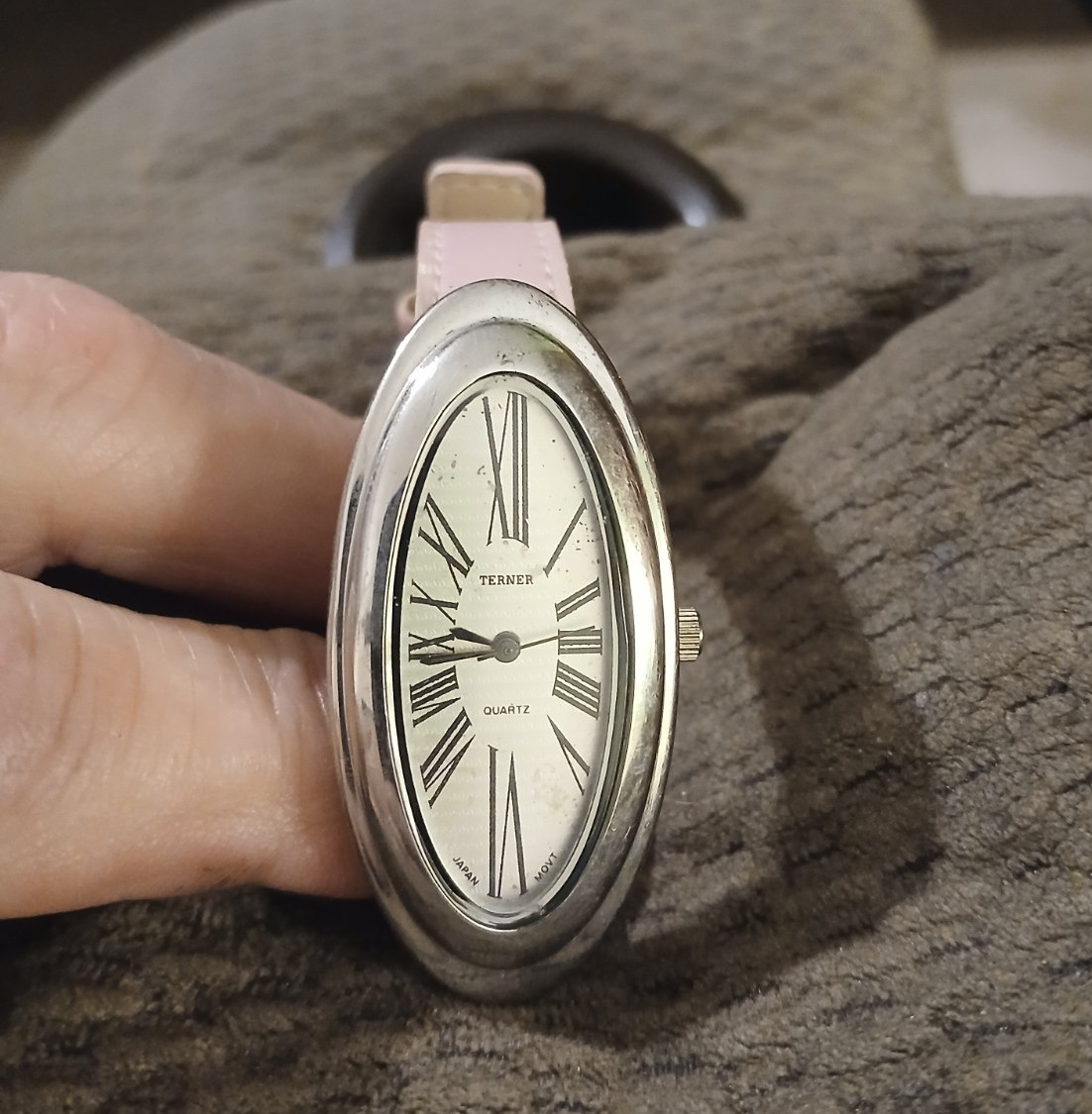 Terner Bijoux Terner Quartz Oval Watch Roman Numerals Pink Leather Strap