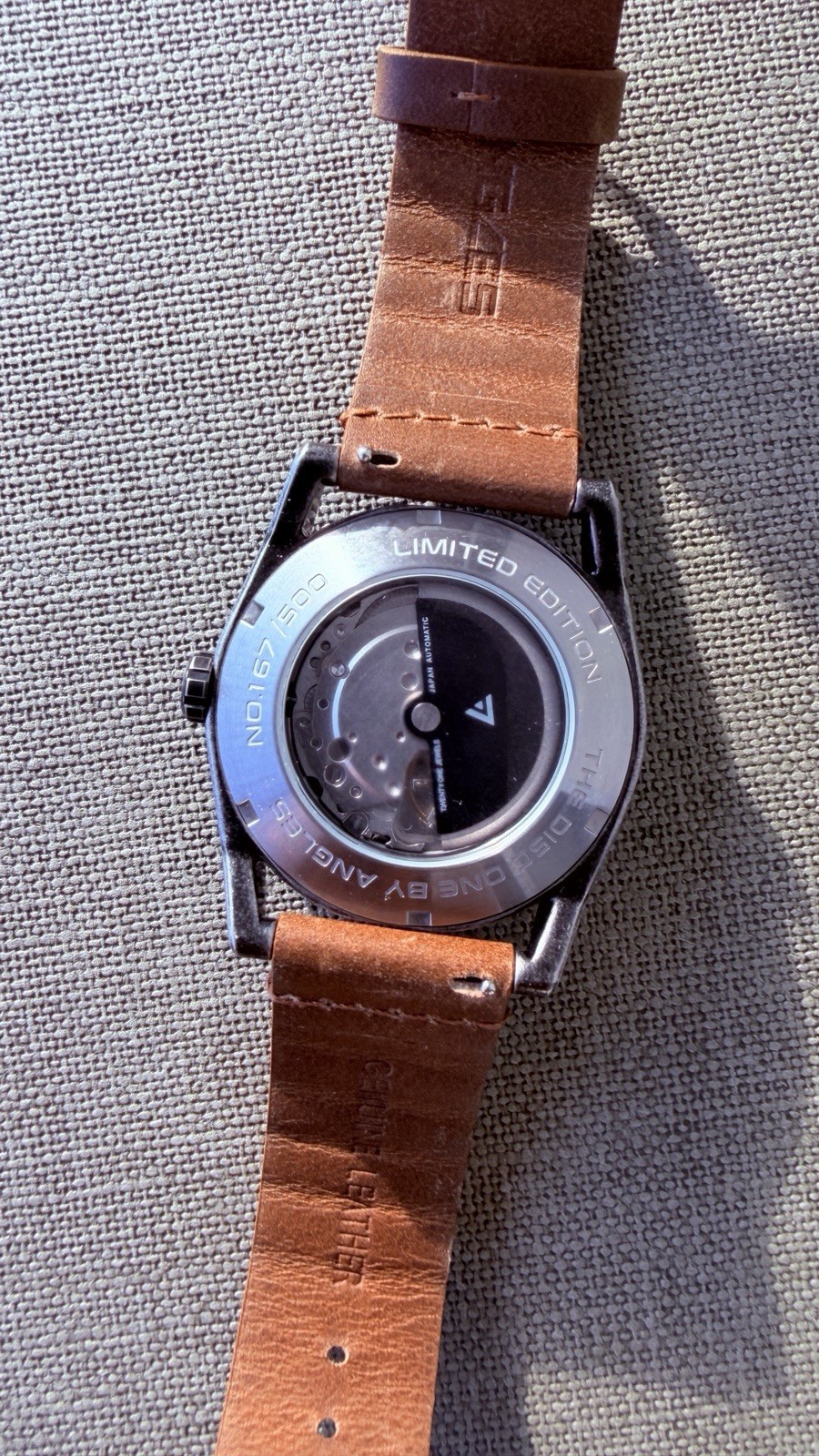 Angels Disc One Limited Edition Automatic Jump Hour Watch Brown Leather 44mm