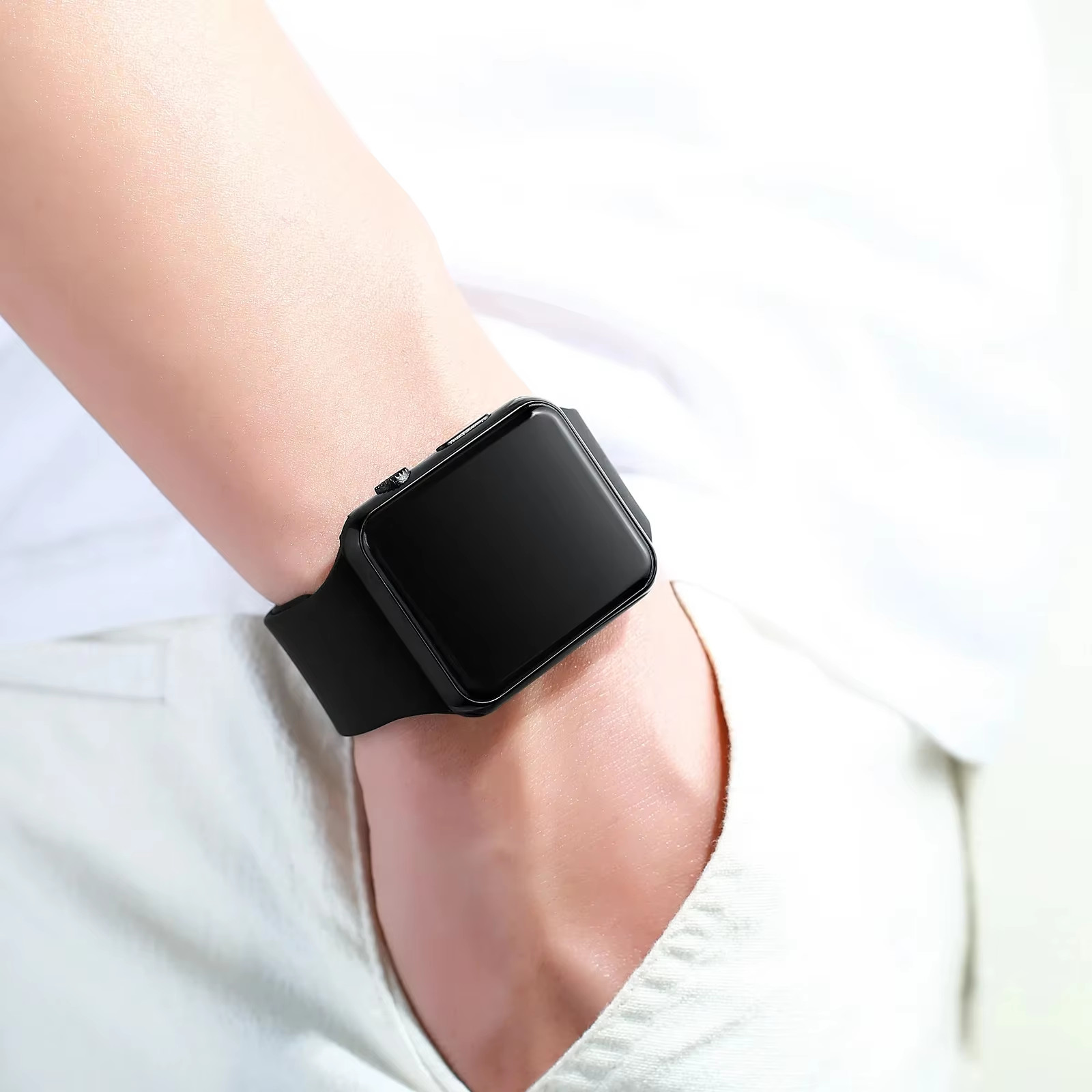 Simple Digital Watch for Men Women Fashion Sport LED Electronic Watch Black Sili
